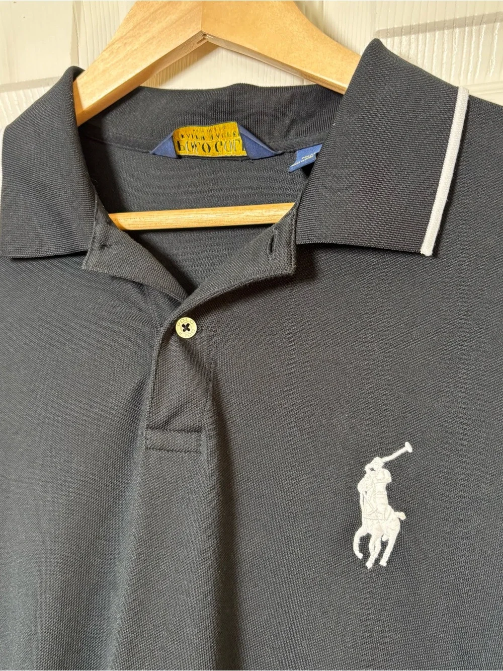 Polo Golf Ralph Lauren Shirt Men XL Black White Big Pony Performance Logo ProFit